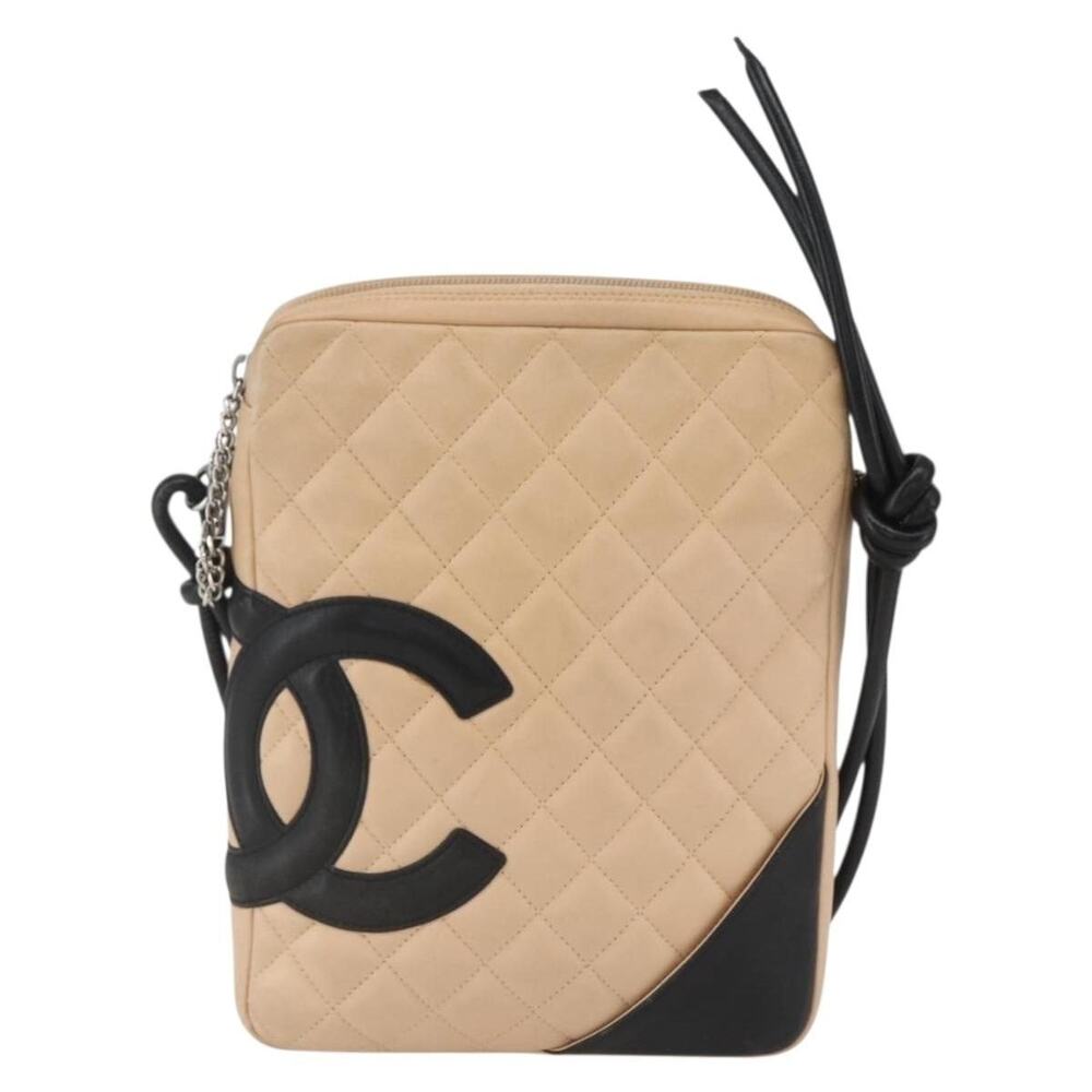 Chanel Matelasse Leather Cambon Line Shoulder Bag Beige